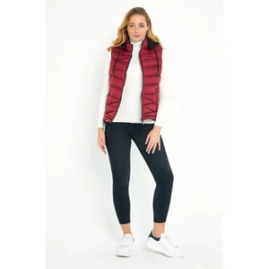 Kadın Bordo Şişme Yelek Kapüşon Içi Polarlı 5002