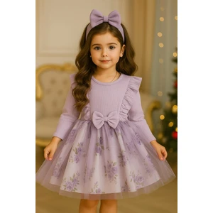 Kız Çocuk Tütülü Lila Prenses Elbise