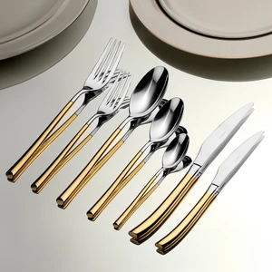 Elegance Altın Sade 12 Kişilik 84 Parça Kutulu Çatal Kaşık Bıçak Takımı
