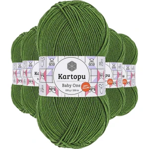 5 Adet Baby One Tüylenmeyen El Örgü Ipi Yünü Yeşil K1391