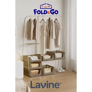 (3 Adet) Lavine Fold&go Çok Amaçlı Kayar Raf Dolap Içi Kıyafet ve Ev Aksesuarı Düzenleyici ”toprak”
