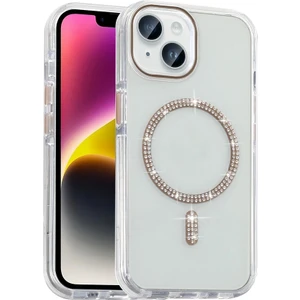 Apple iPhone 13 Kılıf Taşlı Tasarım M-Safe Şarj Özellikli Redclick Koment Silikon Kapak