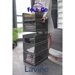 (3 Adet) Lavine Fold&go Çok Amaçlı Kayar Raf Dolap Içi Kıyafet ve Ev Aksesuarı Düzenleyici ”antrasit”