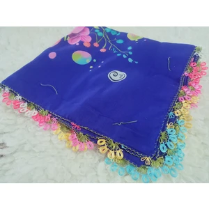 ve Reyhan %100 Pamuk Yazma Üzerine Tamamı El Işi Dört Tarafı Oyalı Yazma, Eşarp, Mevlit Örtüsü 100 x 100CM