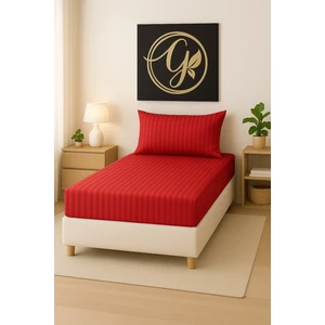 120'LIK Yataklar Için ( 1.5 Kişilik ) Çizgili Pamuk Saten Lastikli Çarşaf Takımı