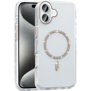 Apple iPhone 16 Plus Kılıf Taşlı Tasarım M-Safe Şarj Özellikli Redclick Koment Silikon Kapak