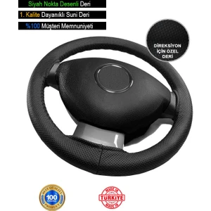 Kia Venga Özel Süper Deri Direksiyon Kılıfı, Siyah Nokta Desenli Özel Süper Deri Model