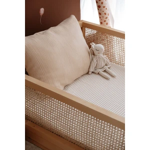 Tek Kişilik Müslin Lastikli Çarşaf Seti | Line Series - Beige