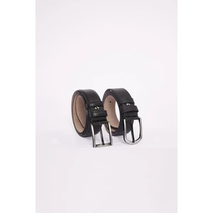 Erkek 2'li Set 3,5 cm Klasik Siyah Kemer