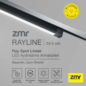 Zmr Rayline Opak Siyah 20W 34.5 cm 6500K Crı 90 Pratik Kilit Mekanizması Ray Spot Lineer LED Aydınlatma