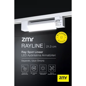 Zmr Rayline Opak Beyaz 10W 21.3 cm 4000K Crı 90 Pratik Kilit Mekanizması Ray Spot Lineer LED Aydınlatma