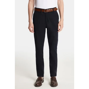 Erkek Regular Fit Chino Esnek Yandan Cepli Önü Fermuarlı Pamuklu Dokulu lacivert Pantolon