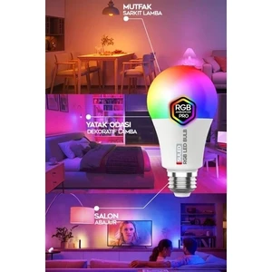 Rgb LED Ampül Kumandalı Ambiyans Aydınlatma Tasarruflu Lamba Renk Değiştiren LED Işık