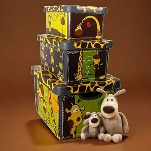 Style Box Giraffe - Set - 3 Parça Dekoratif Saklama Kutusu