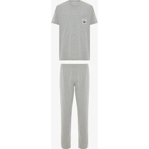 Gri Melanj Erkek Kısa Kollu Pijama Takımı