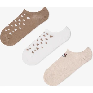 3 Çift Pamuklu Kedi Desenli Sneaker Çorap