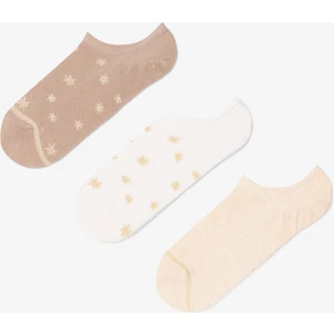 3 Çift Pamuklu Altın Yıldız Desenli Sneaker Çorap