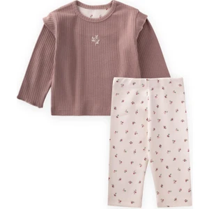 Nakışlı Uzun Kollu Fitilli Takım 0-5 Yaş Bakır