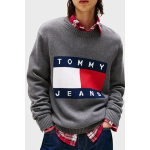 Tommy Jeans % 100 Pamuk Regular Fit Bisiklet Yaka Logolu Kazak Erkek Kazak DM0DM22105 Pu2