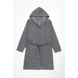 Kadın Kapüşonlu Puantiyeli Polar Sabahlık