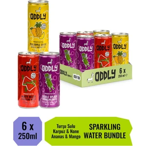 Bu Üçlü Çok Güçlü! (Turşu Suyu, Karpuz-Nane, Ananas-Mango) Gazlı İçecek Kutu 250 ml 6 Adet