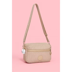 Kadın Çapraz Askılı Üç Gözlü Fermuarlı Krinkıl Günlük Omuz Çantası