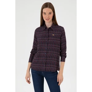 U.s. Polo Assn. Kadın Lacivert Gömlek Desenli 50316381-VR033