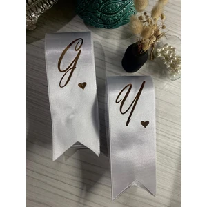 Kişiye Özel Harf Baskılı Gelin Damat Takı Kurdelesi