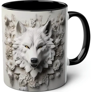 Beyaz Kurt Baskılı Kupa