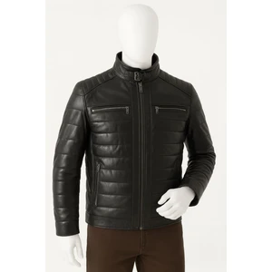 DERİMONTAYA %100 Hakiki Kuzu Deri Mont Ceket Siyah Şişme 