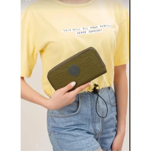 Krinkıl Kumaş Yeşil Çift Gözlü Büyük Boy Cüzdan