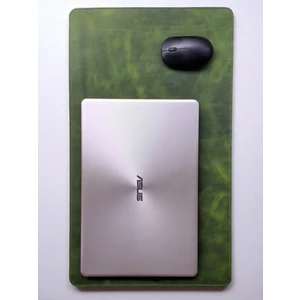 MAT DERİ Gerçek Deri Masa Matı 60 x 35 cm Oyuncu Mouse Pad Hakiki Deri Laptop Bilgisayar Altlığı Yeşil