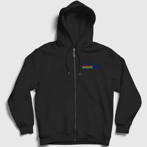 Unisex Siyah Vintage Atari Logo Commodore 64 Fermuarlı Kapüşonlu Sweatshirt