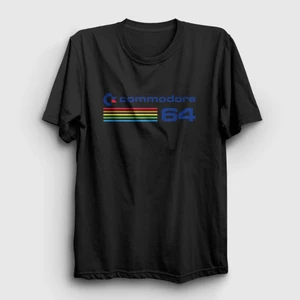 Unisex Siyah Vintage Atari Logo Commodore 64 T-Shirt