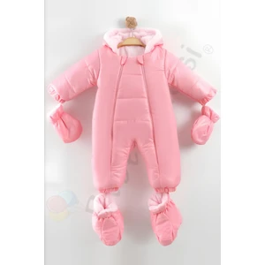 Yeni Patikli Içi Peluş Eldivenli Kapüşonlu Çocuk Kar Kışlık Kız Bebek Astronot Tulum Kozmonot Mont