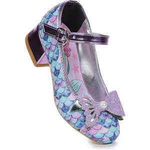 Kiko Kids Deniz Kızı Inci Fiyonklu Simli Kız Çocuk Topuklu Abiye Ayakkabı
