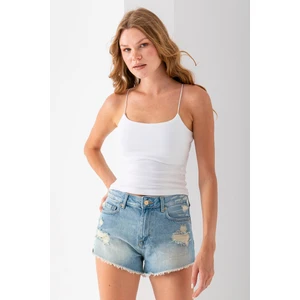 Kadın Kare Yaka Ince Askılı Basic Atlet Beyaz - MS0000514