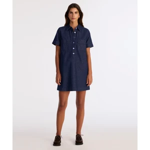 Düz Gömlek Yaka Kısa Kol Elbise