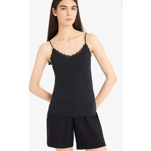 Dantel Detaylı İnce Askılı Pamuklu Siyah İç Atlet-Fall in Love Y5360AZ25AU