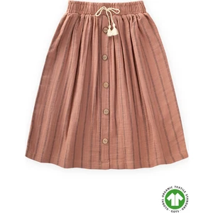 Organik Müslin Etek 2-8 Yaş Kahve Çift Çizgili