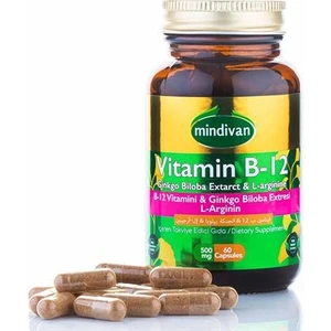 Mindivan Vitamin B12 Ginkgo Biloba L-Arginin 60 Kapsül
