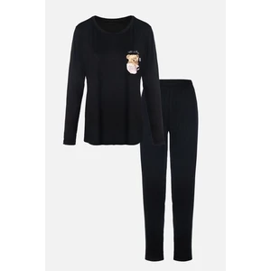 Koza İç Giyim Kadın Yumuşak Dokulu Viskon Dökümlü Pijama Takımı