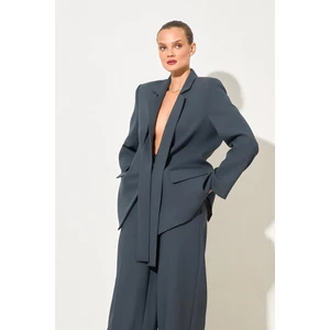 Petrol Yaka Detaylı Ceket