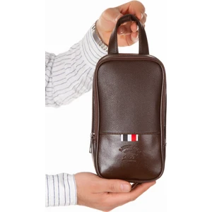 Erkek Deri Portföy Clutch Traş Kozmetik Bakım ve Günlük El Çantası NEW168 - Kahverengi