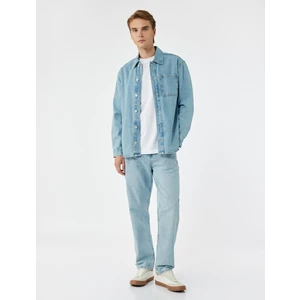 Normal Bel Pamuklu Vintage Straight Fit Jean Pantolon