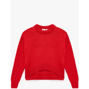 Uzun Kollu Bisiklet Yaka Asimetrik Kesim Triko Kazak