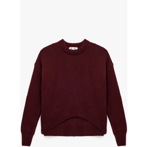 Uzun Kollu Bisiklet Yaka Asimetrik Kesim Triko Kazak