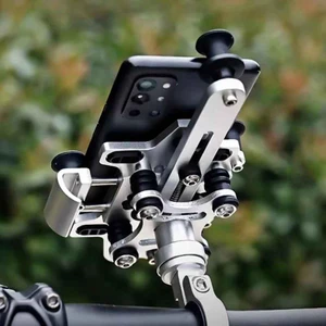 Metal 360° Dönen Amortisörlü Motosiklet & Bisiklet Telefon Tutucu – Titreşim Önleyici, Şok Emici, Ayarlanabilir