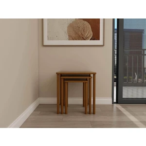 Masif Ahşap Köknar Üçlü Zigon Sehpa