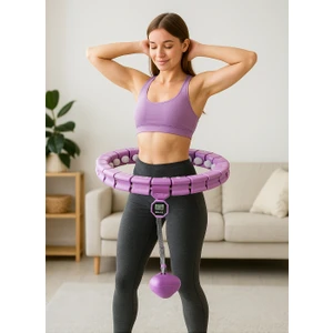Akıllı Egzersiz Çemberi 24 Bölüm Parça Mor Renk Fitness Spor Egzersiz Halkası Sayaçlı